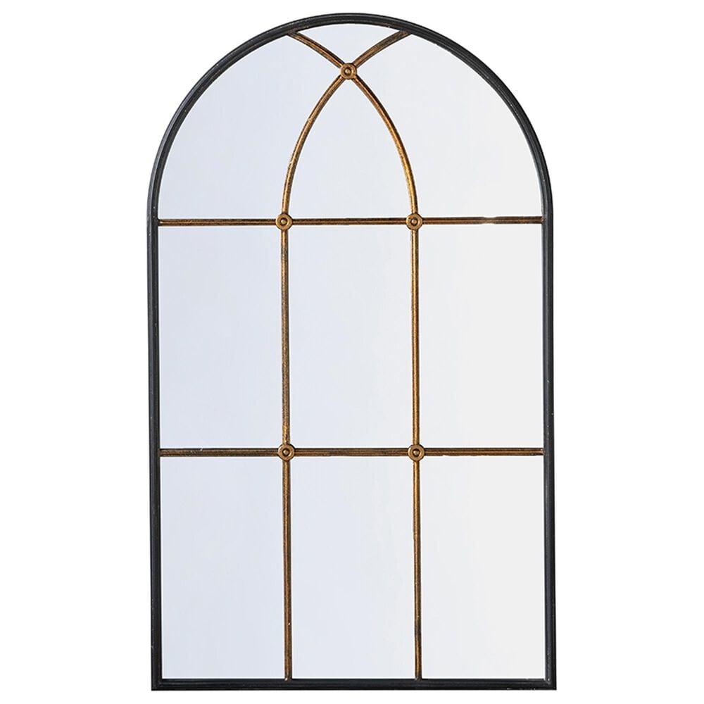 A&B Home Arched Wall Mirror in Black and Gold, , large