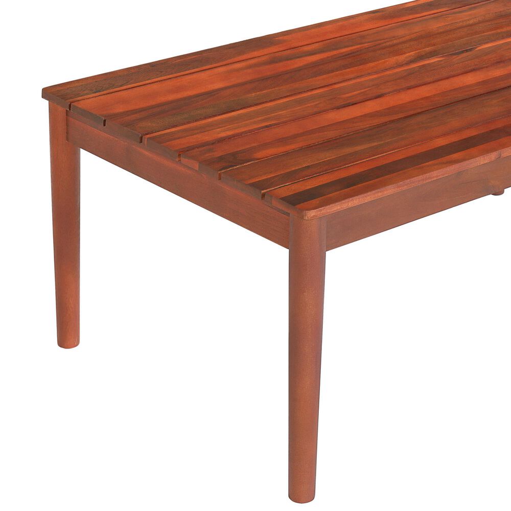 Hearth and Haven Bryan Outdoor Slatted Wood Coffee Table in Mahogany, , large