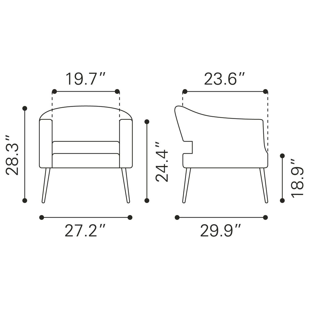 Zuo Modern Berkeley Accent Chair in Vintage Gray and Gold, , large