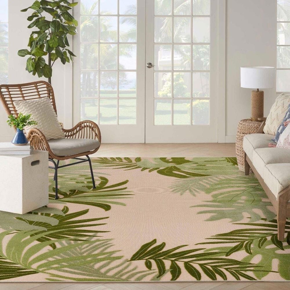 Nourison Aloha ALH40 9&#39; x 12&#39; Ivory and Green Indoor/Outdoor Area Rug, , large