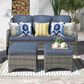 HOMLUX 3-Piece 72" Patio Sofa and Ottoman Set in Denim Blue, , large