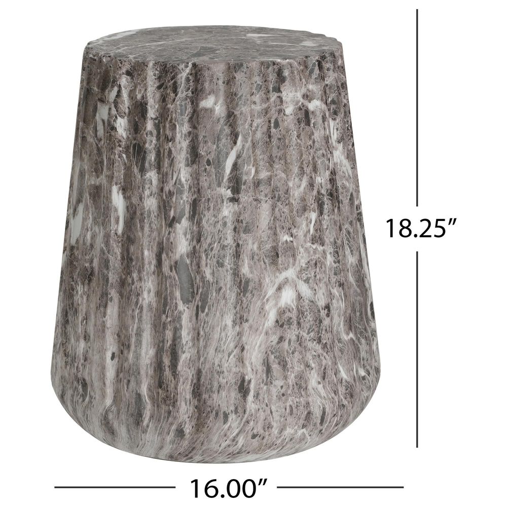 Hearth and Haven Outdoor Carved Side Table with Faux Natural Stone Texture in Brown, , large