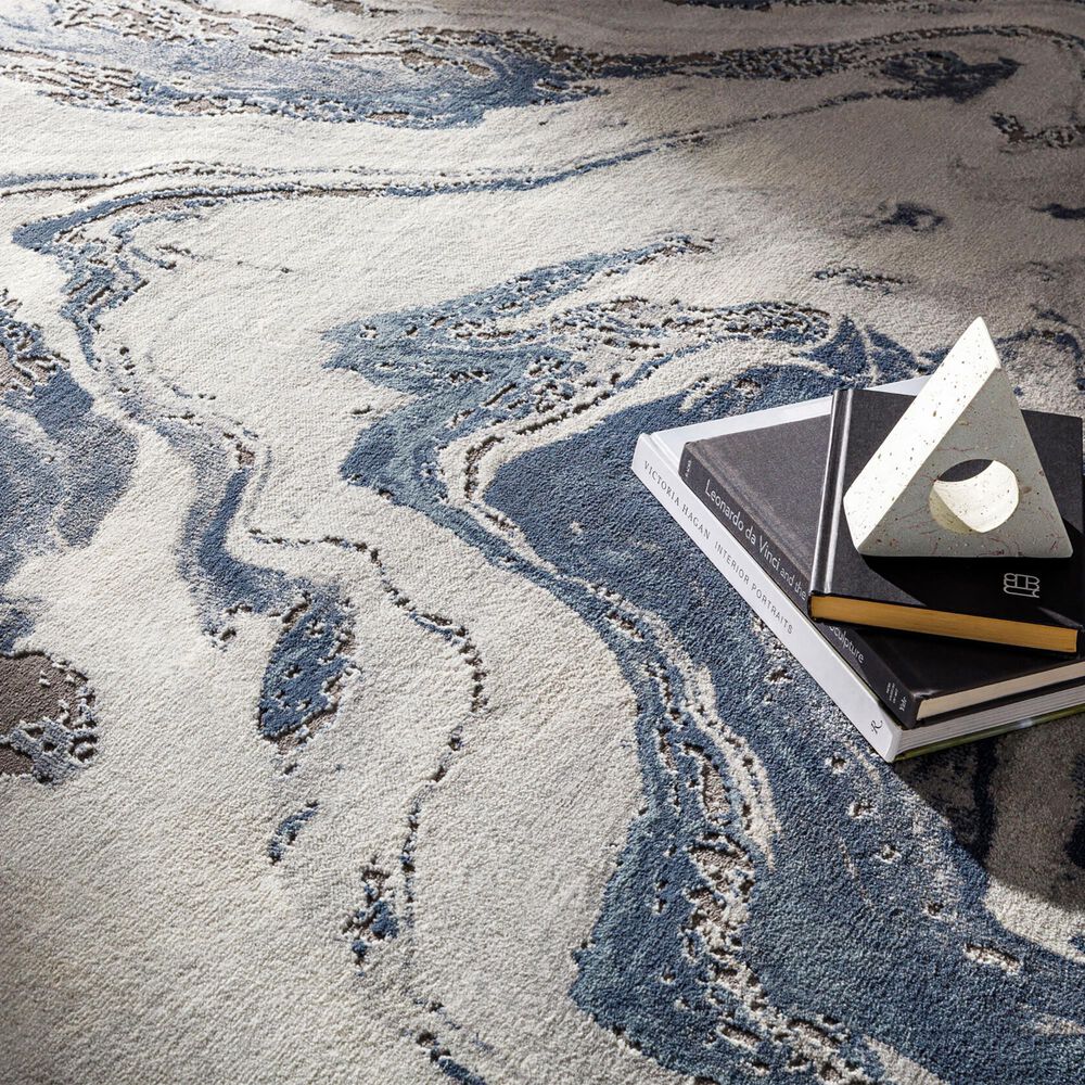 Surya Tibetan 6&#39;7&quot; x 9&#39;6&quot; Dark Blue, Denim, Charcoal, Light Gray and White Area Rug, , large