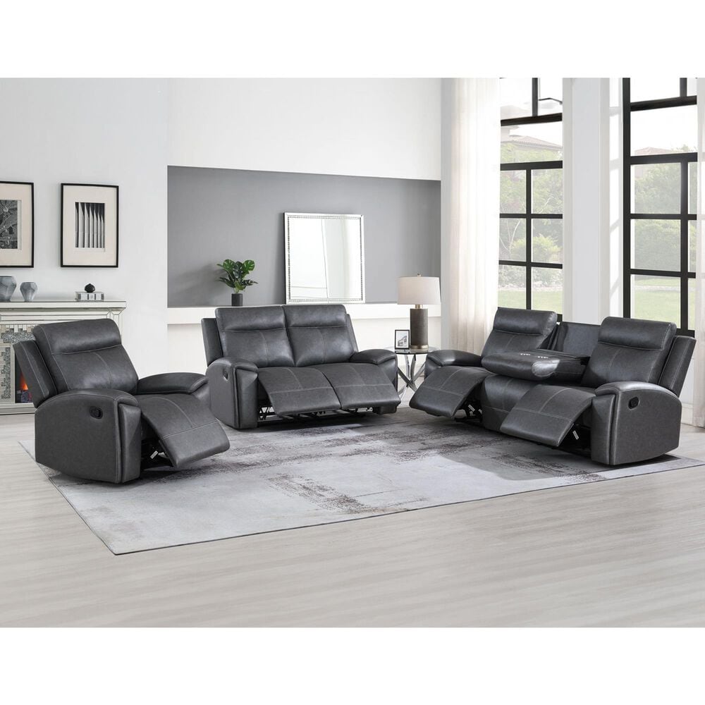 Steve Silver Gaston Manual Reclining Loveseat in Graphite Gray, , large