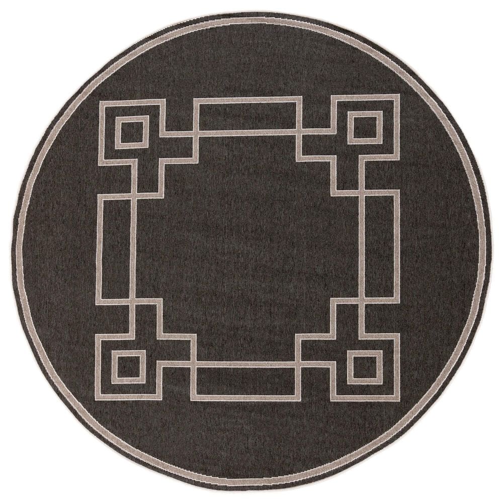 Surya Alfresco 5"3" Round Black, Brown and Beige Indoor/Outdoor Area Rug, , large