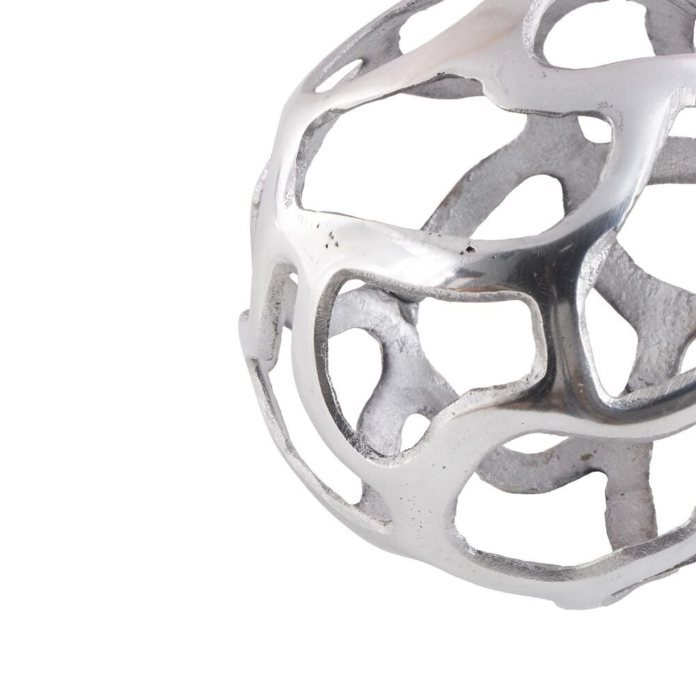 Maple and Jade 3-Piece Abstract Cutout Orb Decorative Sculpture Set in Silver, , large