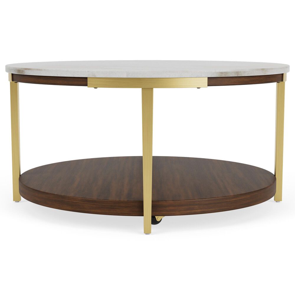 Riverside Furniture Emery Round Cocktail Table in Smoked Cherry and Bronze, , large