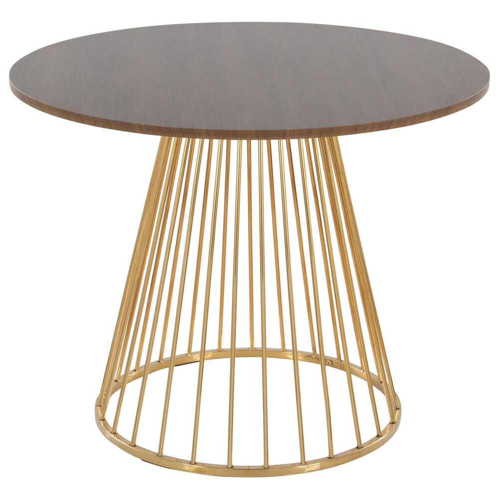 LumiSource Canary Contemporary Dining Table in Gold Metal and Walnut Wood by LumiSource, , large