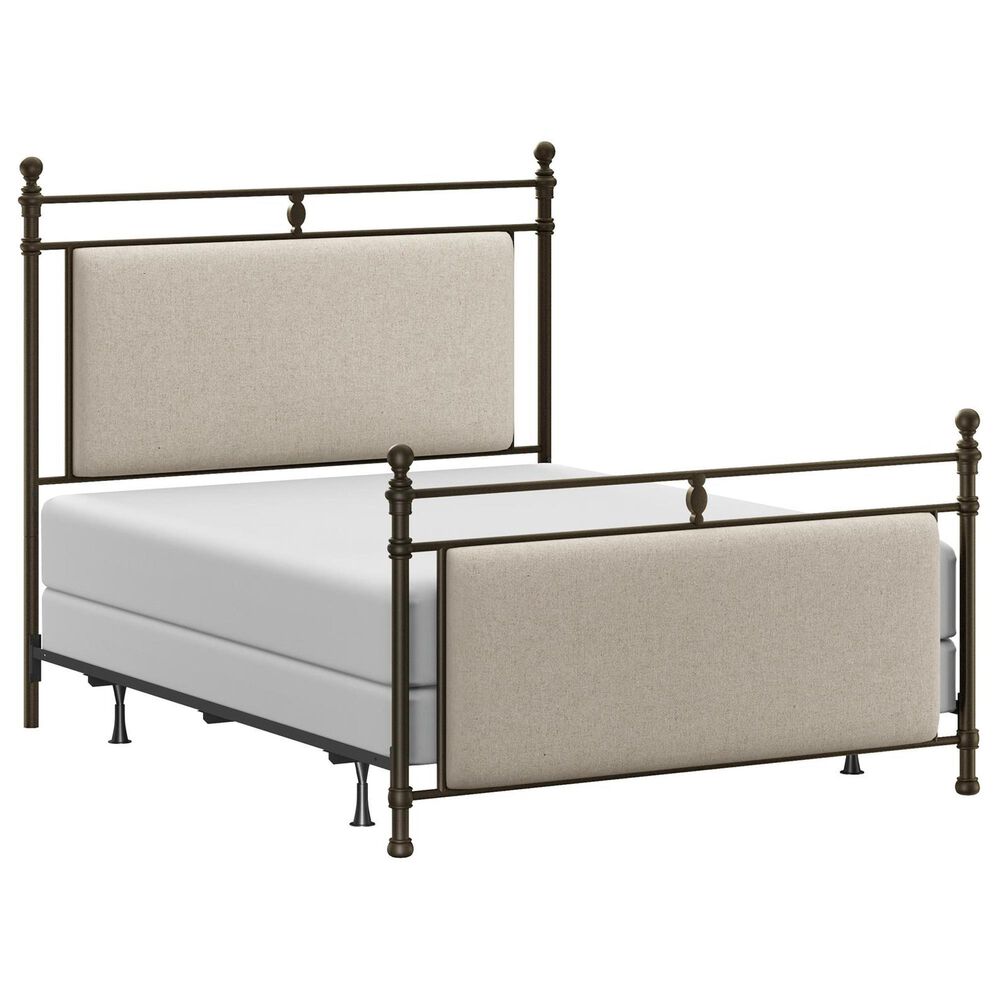 Richlands Furniture Ashley Queen Poster Panel Metal and Upholstered Bed in Brown and Rustic Brown, , large