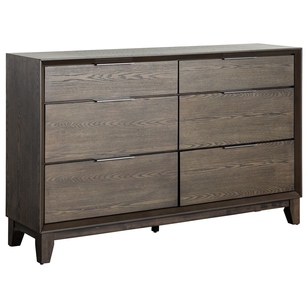 Claremont Florian 6 Drawer Dresser and Mirror in Brown with Gray Wash, , large