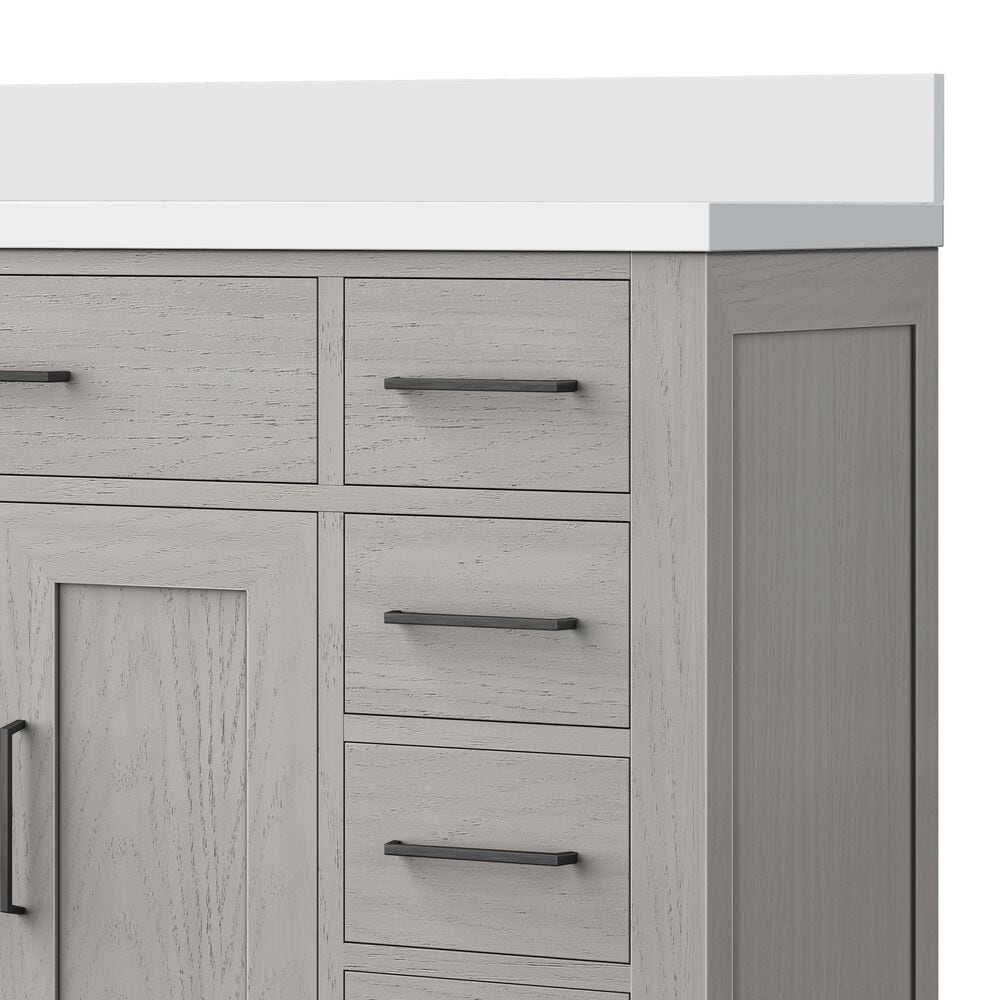 Lexora Home Abbey 48&quot; Single Bathroom Vanity in Black Oak with 2 cm White Quartz Top, Rectangular Sink and 46&quot; Mirror, , large