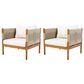 Hearth and Haven Outdoor Club Chair with Diamond Pattern Rope and Light Teak Frame in Cream (Set of 2), , large