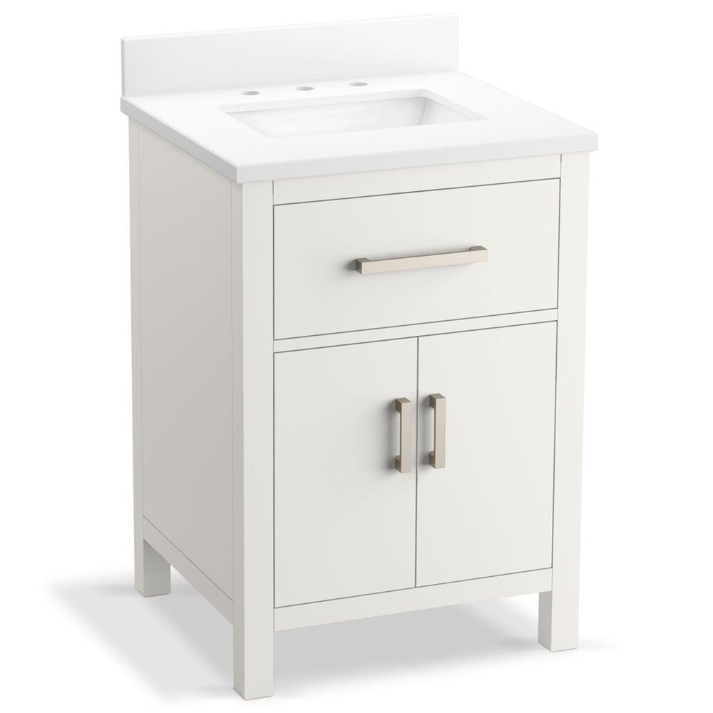 Kohler Kresla 24" Single Bathroom Vanity in White with 3 cm White Quartz Top and Rectangular Sink, , large