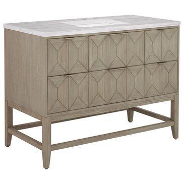 James Martin Vanities Emmeline 48" Single Vanity in Pebble Oak with 3 cm Arctic Fall Solid Surface Top, , large