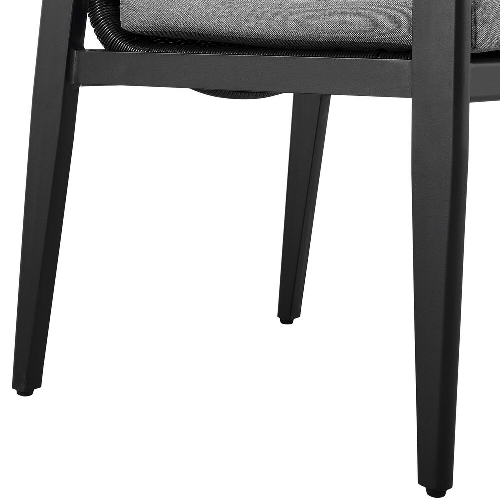 Blue River Grand Outdoor Dining Arm Chair with Dark Gray Cushion in Black (Set of 2), , large