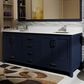 Lexora Home Jacques 72" Double Bathroom Vanity in Navy Blue with 2 cm White Quartz Top and Rectangular Sinks, , large