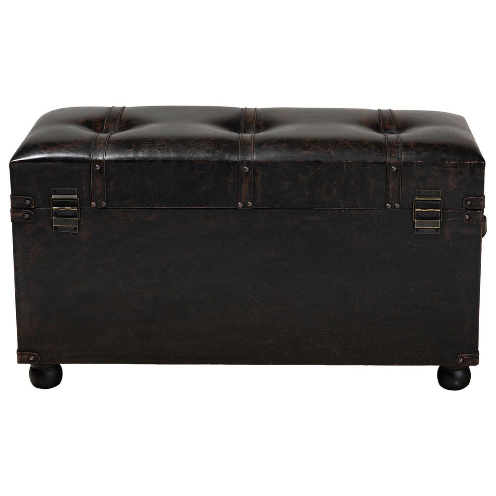 Baxton Studio Callum 2-Drawer Storage Trunk Ottoman Set in Distressed Dark Brown, , large