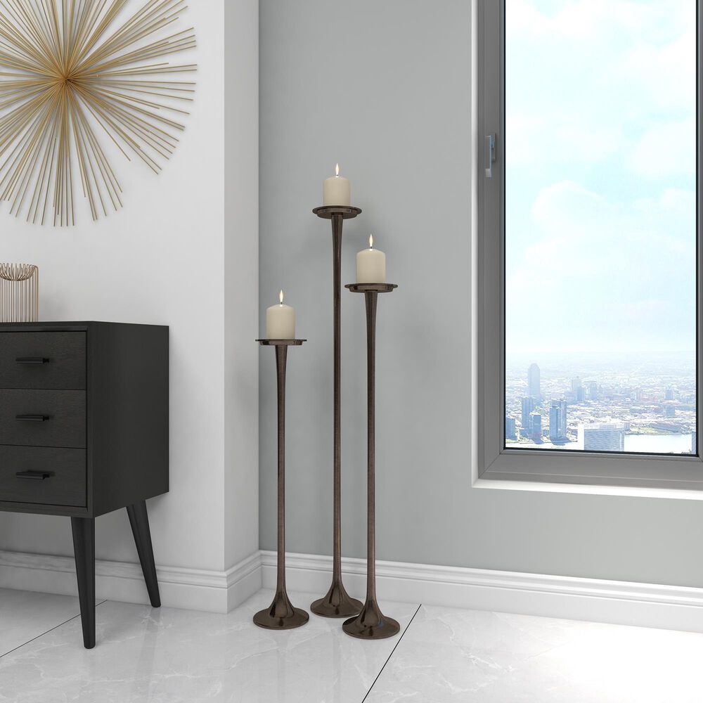 Maple and Jade 40&quot; Modern Candle Holder in Antique Bronze &#40;Set of 3&#41;, , large