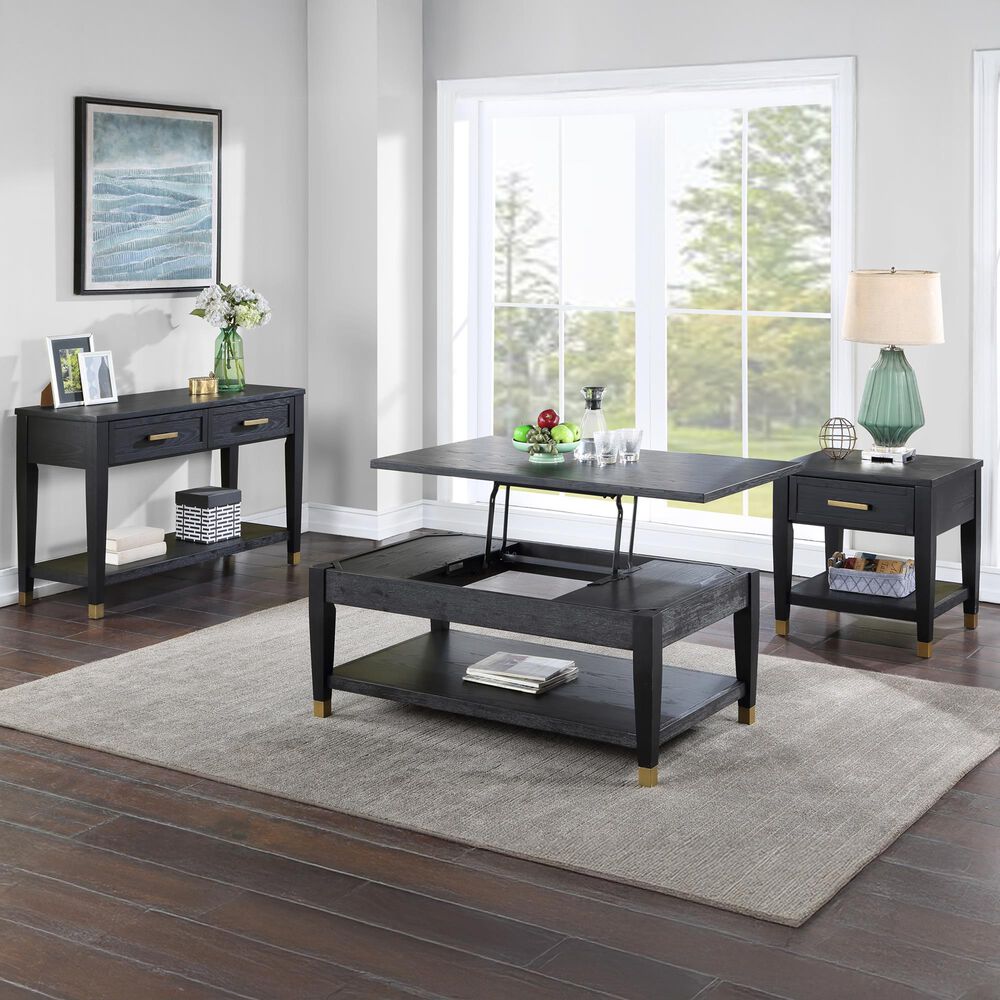 Steve Silver Furniture Yves Lift-Top Cocktail Table in Rubbed Charcoal and Brushed Brass, , large