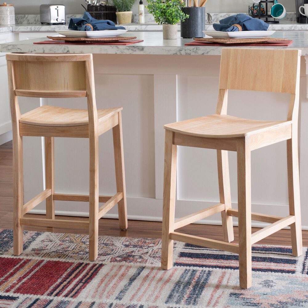 Linon Home Decor Devin Counter Stool in Unfinished (Set of 2), , large