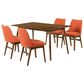 Blue River Westmont and Azalea 5-Piece Dining Set with Orange Cushion in Walnut, , large