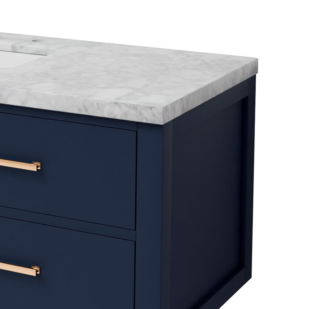 Lexora Home Castor 48" Single Bathroom Vanity in Blue with 2 cm White Carrara Marble Top and Rectangular Sink, , large