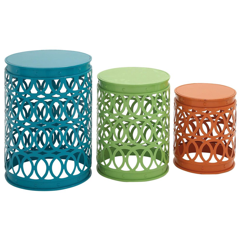 Maple and Jade Accent Table in Bright Blue, Green and Orange (Set of 3), , large