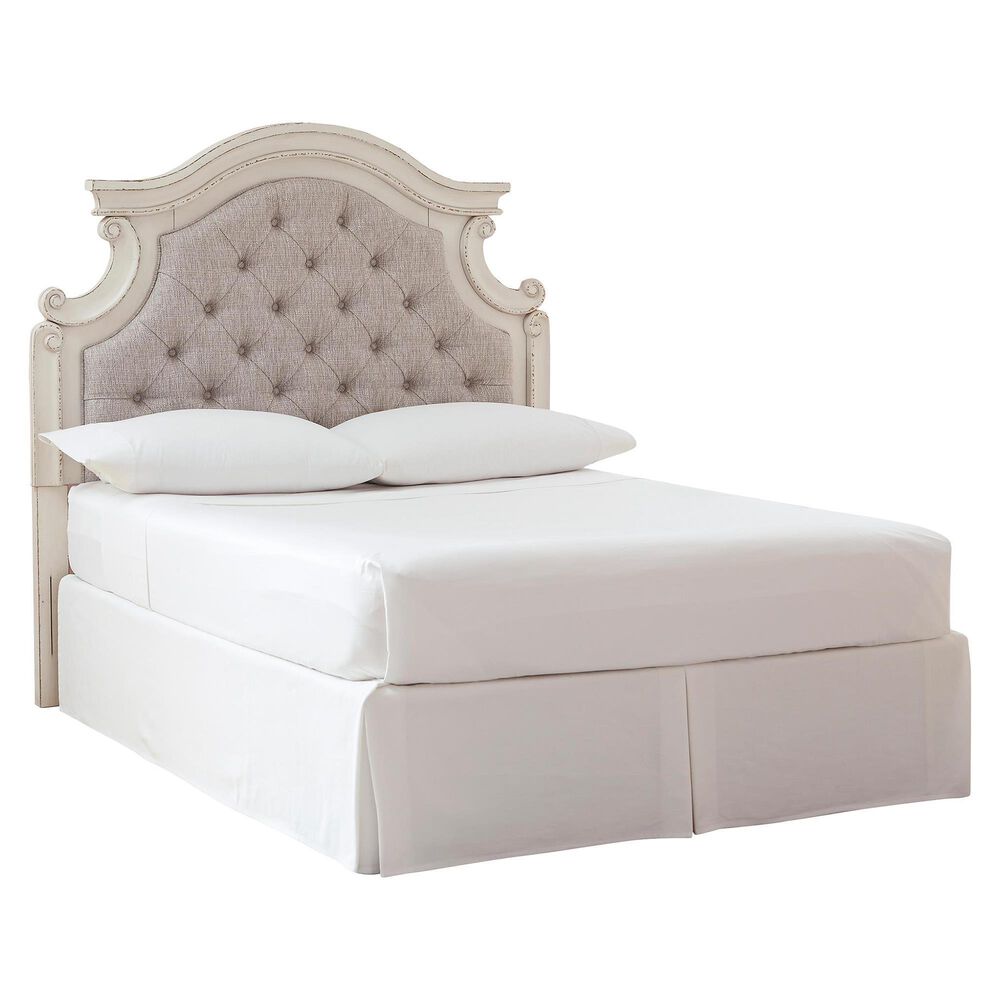 Ashley Realyn Queen Upholstered Panel Headboard in Chipped White, , large