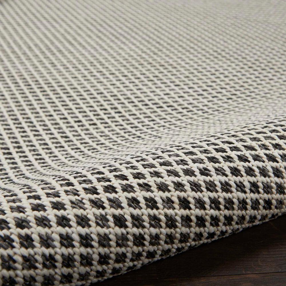 Nourison Courtyard Ivory and Charcoal 10&#39; x 14&#39; Indoor/Outdoor Area Rug, , large