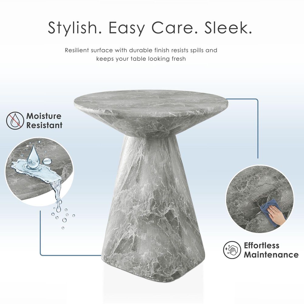 Furniture of America Karvyn 18" Marble Side Table in Gray, , large