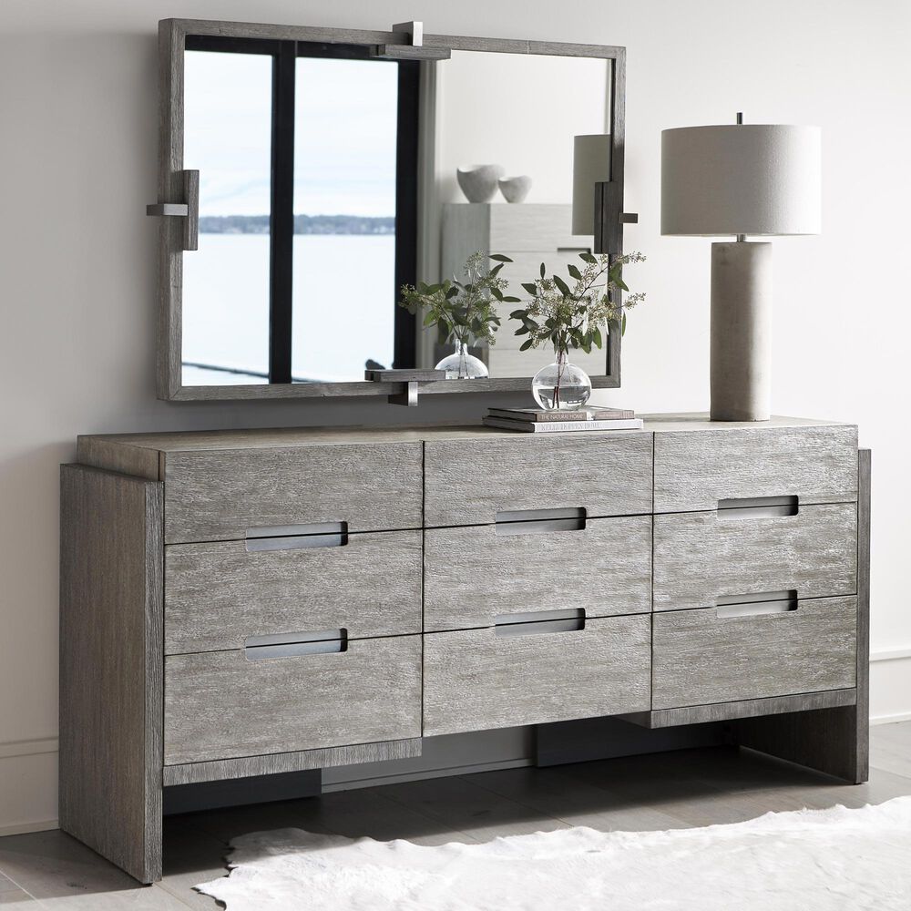 Bernhardt Foundations Dresser Mirror in Light Shale and Dark Shale, , large