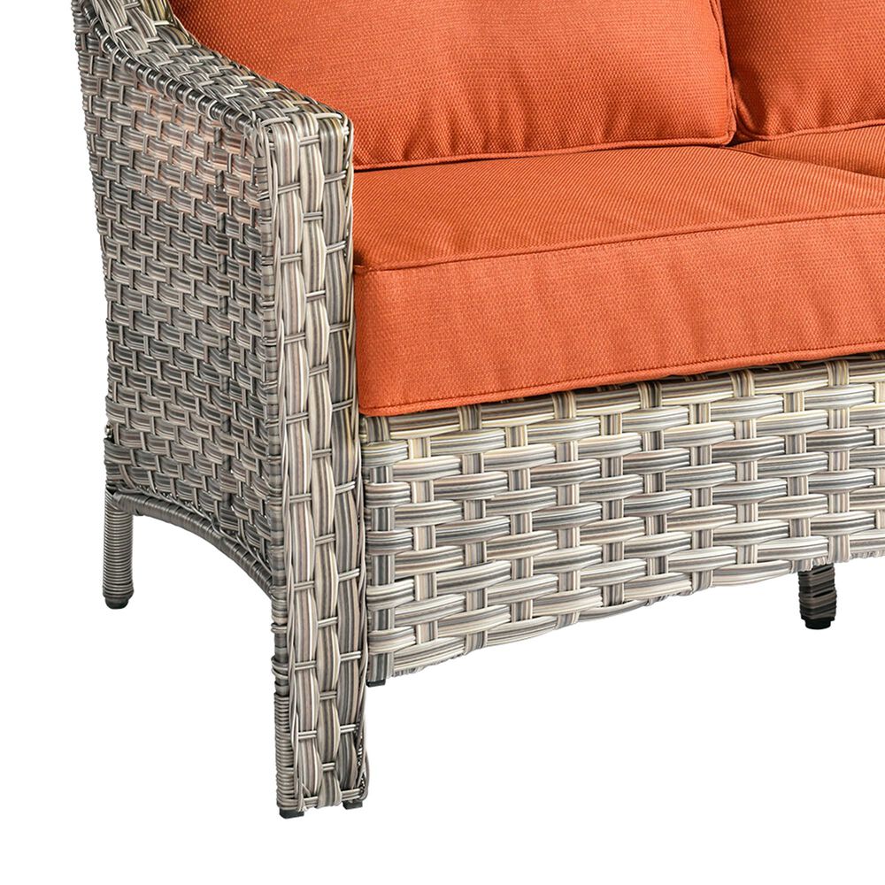 HOMLUX Outdoor Rattan Loveseat with Ergonomic in Coarse Textured Orange, , large