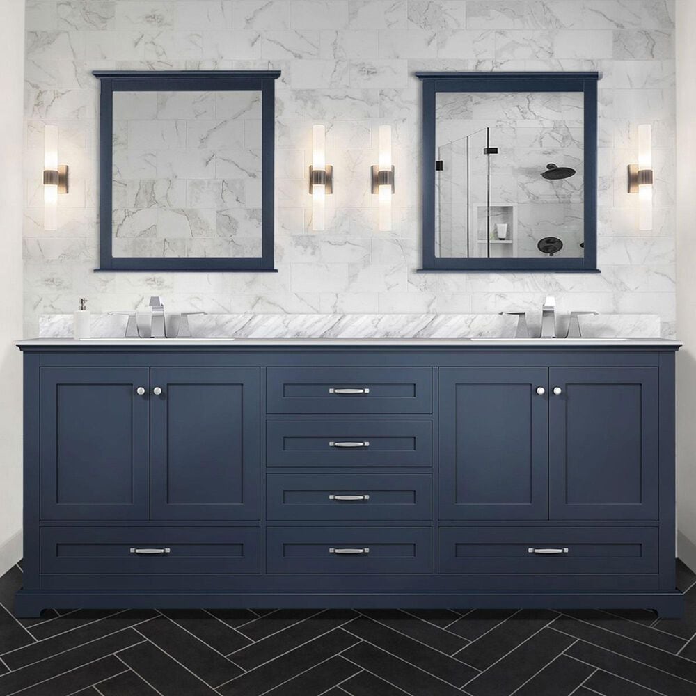 Lexora Home Dukes 80&quot; Double Bathroom Vanity in Espresso with 2 cm White Carrara Marble Top, Rectangular Sinks and 30&quot; Mirrors, , large