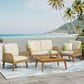 Hearth and Haven 4-Piece Outdoor Chat Set with Teak Coffee Table in Beige, , large