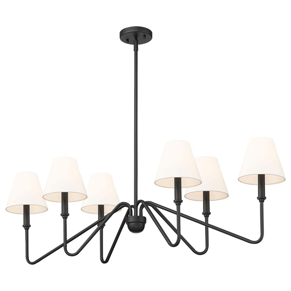 Golden Lighting Kennedy 6-Light Linear Pendant with Ivory Shade in Natural Black, , large
