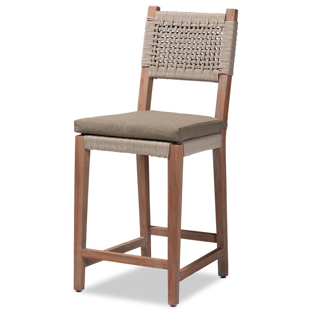 Baxton Studio Heyna Counter Stool in Mahogany, , large