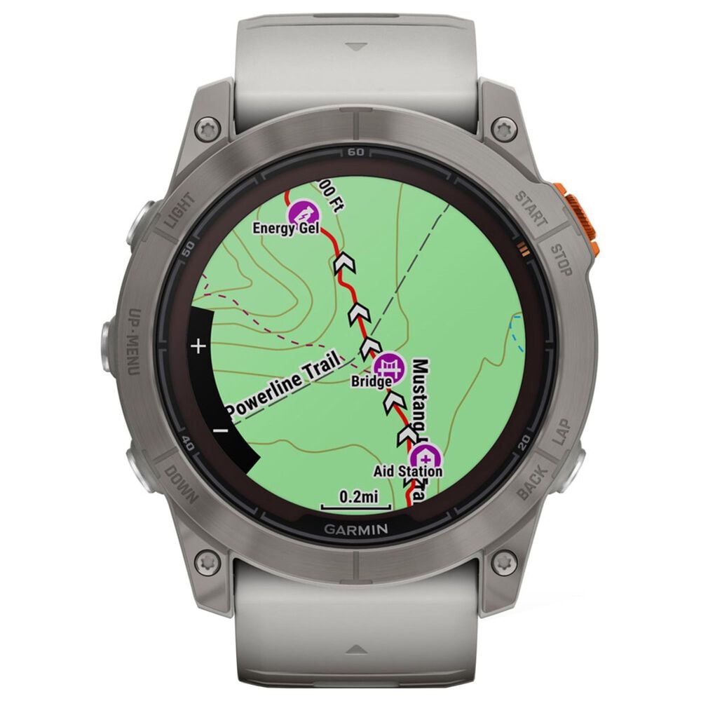 Garmin Fenix 7X Pro Sapphire Solar Edition Smartwatch 51mm Titanium Case with Fog Gray and Ember Orange Band, , large