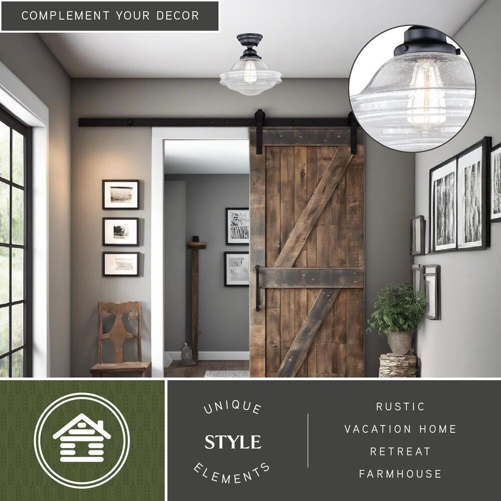 Vaxcel Huntley 12" 1-Light Semi Flush Mount with Clear Glass Shade in Oil Rubbed Bronze, , large