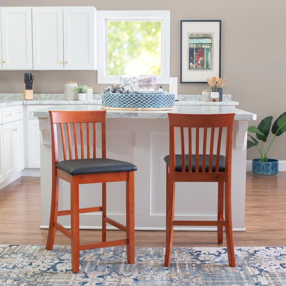 Linon Home Decor Torino Craftsman Counter Stool in Dark Cherry, , large