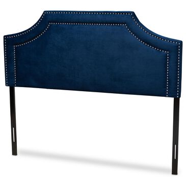 Baxton Studio Avignon King Upholstered Headboard in Navy Blue, , large