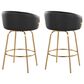 LumiSource Claire Swivel Counter Stool with Black Faux Leather Upholstery in Gold (Set of 2), , large