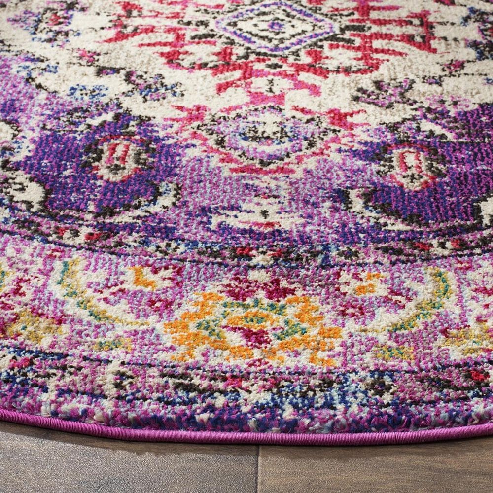 Safavieh Monaco MNC243P-5R 5&#39; x 5&#39; Round Violet/Fuchsia Area Rug, , large