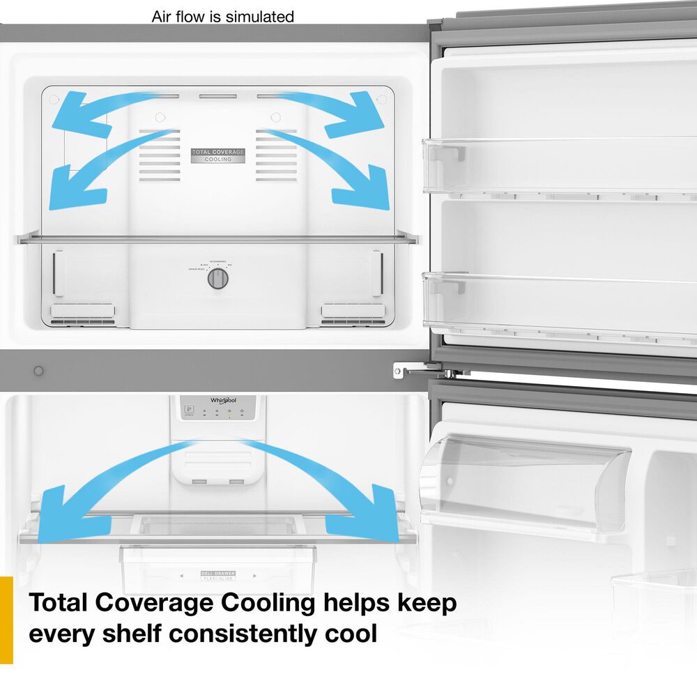 Whirlpool 19 Cu. Ft. Top Freezer Refrigerator with Garage Ready in Fingerprint-Resistant Stainless Steel, , large