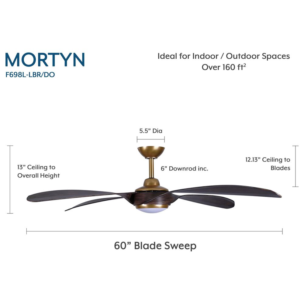 Minka-Aire Mortyn 60" Indoor/Outdoor Ceiling Fan with LED Light in Legacy Brass, , large