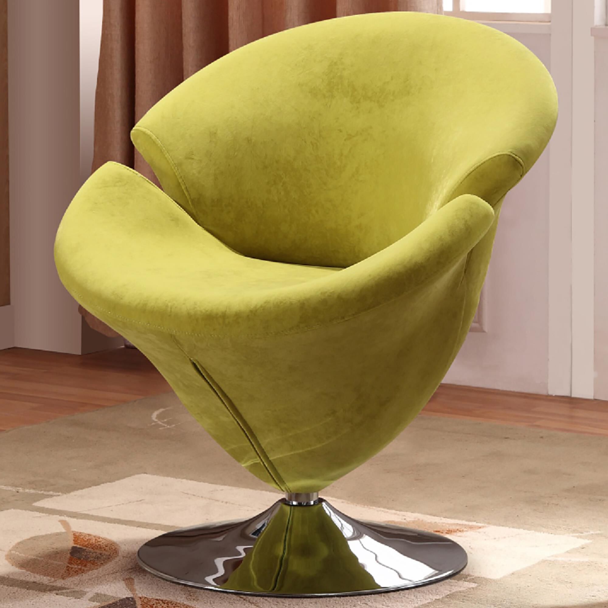 Dayton Tulip Swivel Accent Chair in Green Velvet NFM