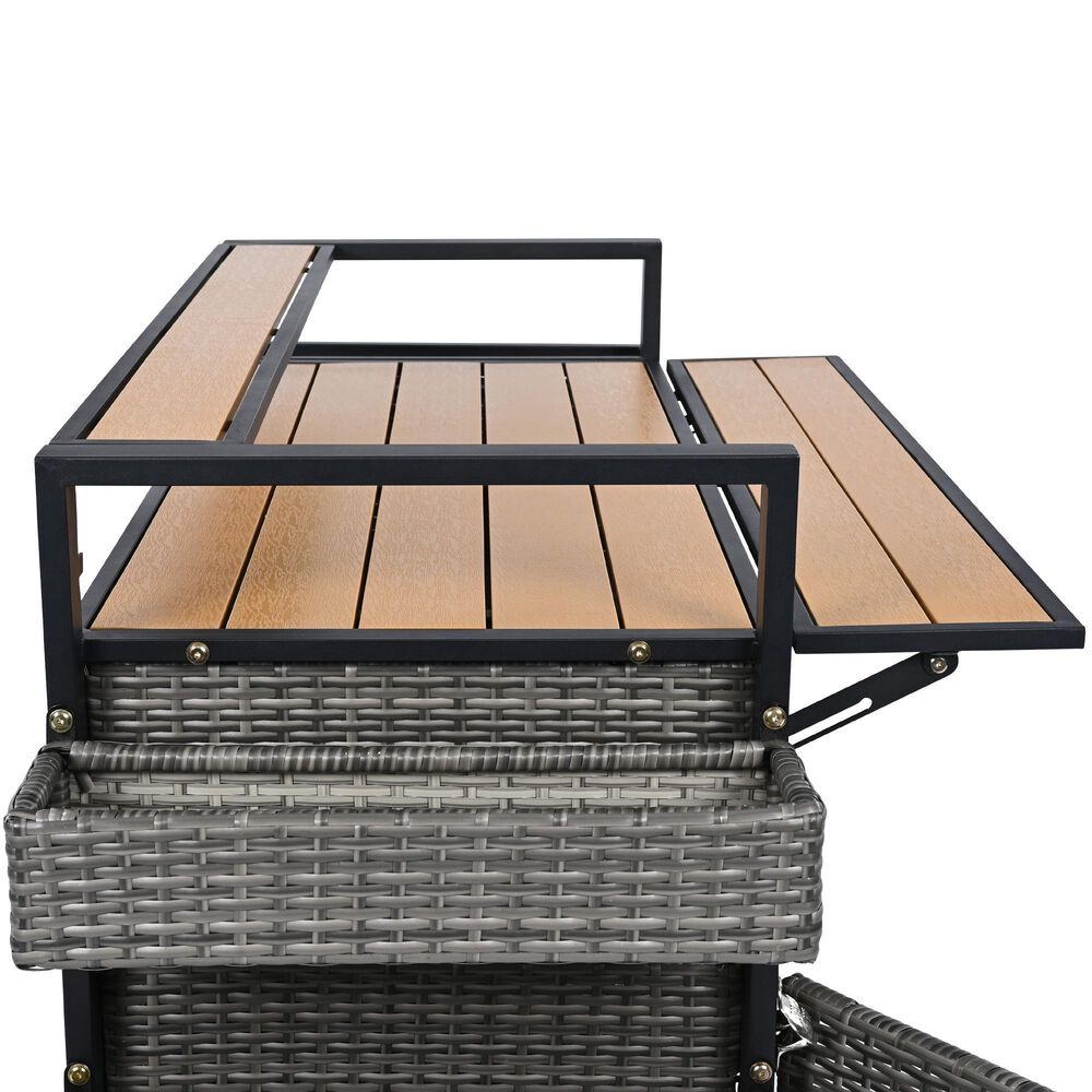 HOMLUX 53" Wicker Outdoor Kitchen Island in Grey, , large
