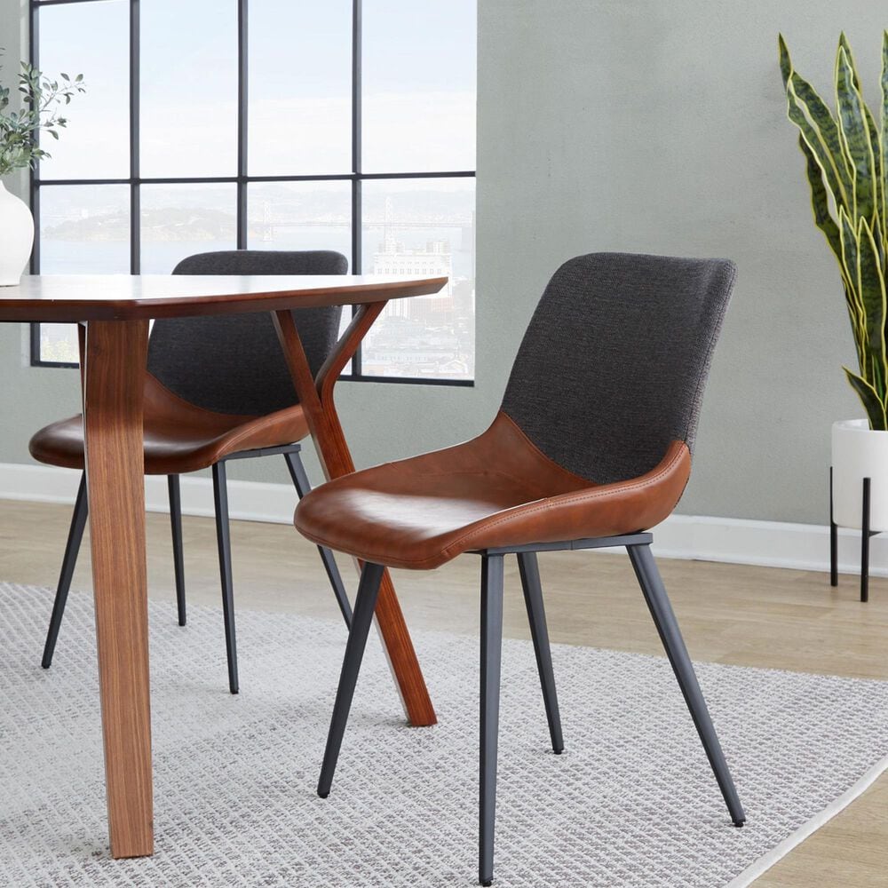 Lumisource Outlaw Side Chair with Brown and Grey Cushion in Black (Set of 2), , large