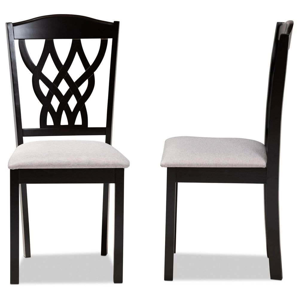Baxton Studio Delilah Side Chair with Grey Cushion in Dark Brown (Set of 2), , large