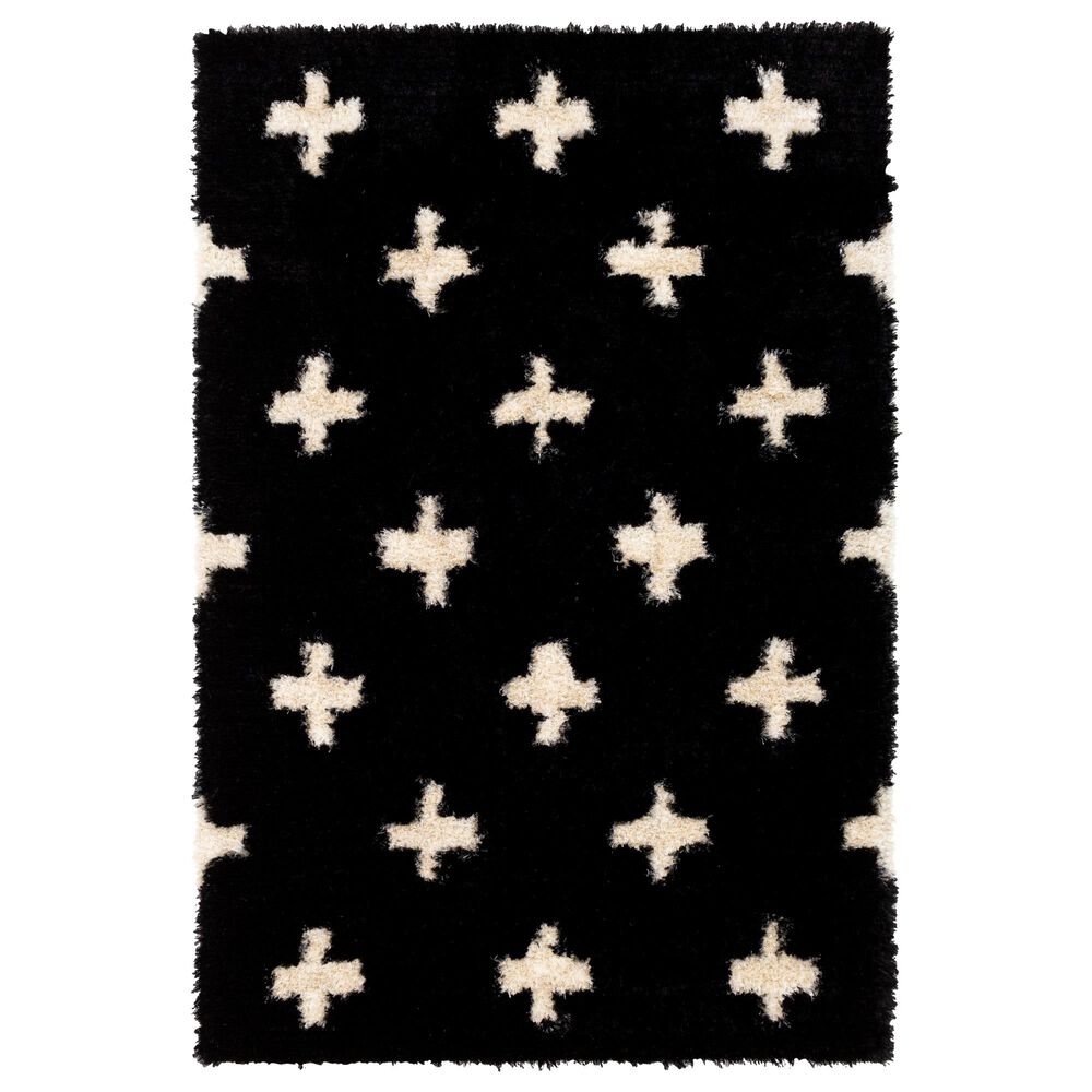 Surya Gibraltar GIB-2303 5' x 7'6" Black and Cream Area Rug, , large