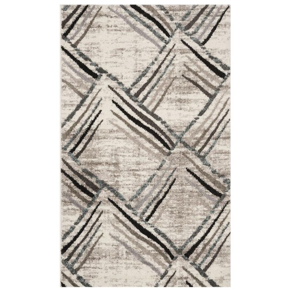 Safavieh Amsterdam AMS112A 3" x 5" Cream and Charcoal Area Rug, , large